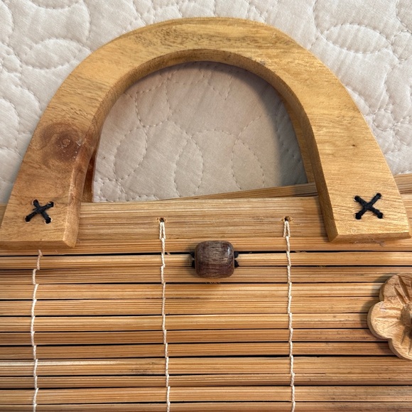 Vintage collapsible Natural Bamboo Women’s Handbag boho cottage core - Picture 7 of 9